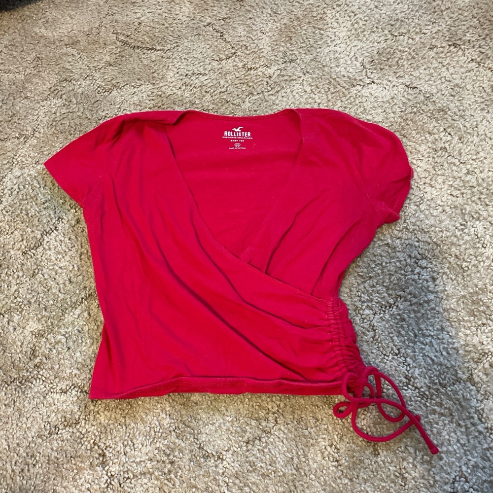 Hollister Bright Red Gathered Blouse